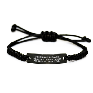 Concierge Gifts Funny Rope Bracelet, Gifts from Men to Concierge, Mother's Day Unique Gifts, Because Freaking' genius Is Not An Official Job Title. - Image 1