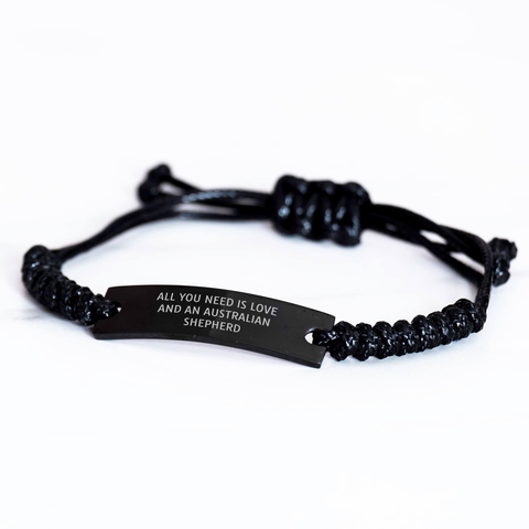 Image of Australian Shepherd Dog Rope Bracelet, All You Need Is Love And An Australian Shepherd, Graduation Unique Gifts from Friends to Australian Shepherd Dog - Image 2