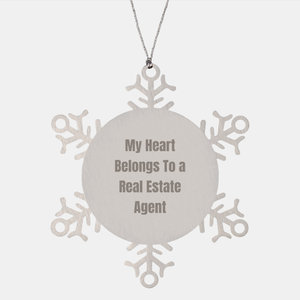 My Heart Belongs To A Real Estate Agent's Snowflake Ornament, A Gift from Friends - Image 1