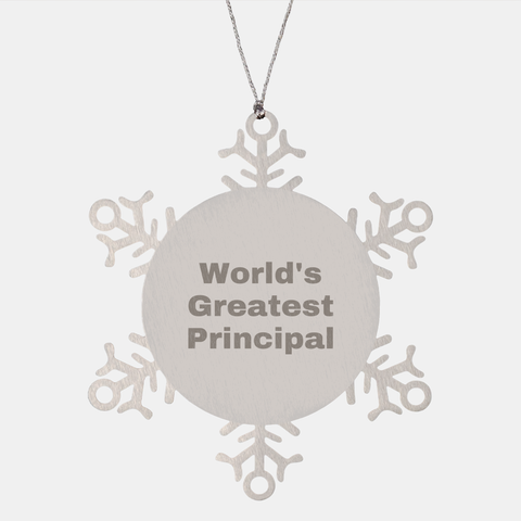 Image of World's Greatest Principal Snowflake Ornament, Funny Principal Gifts for Christmas, Gifts from Friends, Unique Snowflake Ornament, Principal Christmas Unique Gifts - Image 1