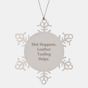Leather Tooling Gifts, Funny Quote, Snowflake Ornament for Friends, Coworkers, Family, Christmas Unique Gifts from Men - Image 1