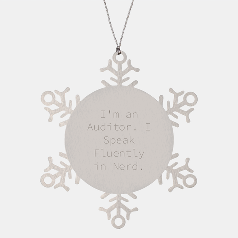 Image of Funny Auditor Gifts for Auditor Friends and Family - Stainless Steel Snowflake Ornament with genius Humor - Unique Christmas Unique Gifts from the Auditor - Image 1