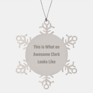 Funny Clerk Christmas Snowflake Ornament Gifts | Sarcastic Christmas Unique Gifts for Clerks from Santa - Image 1