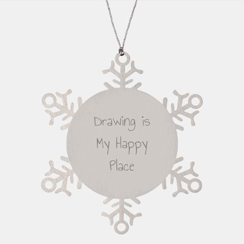 Image of Discover Your Happy Place with This Unique Drawing Snowflake Ornament, 'Drawing Is My Happy Place' Inspired, Perfect for Christmas Unique Gifts from Friends to Family - Image 1
