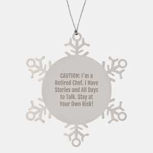 Caution: Chef's Warning! Shatterproof Snowflake Ornament for Chef Lovers, Funny Christmas Unique Gifts from Chef to Foodie Friend or Husband, Unique Chef-Themed Ornament for Holiday Season - Image 1
