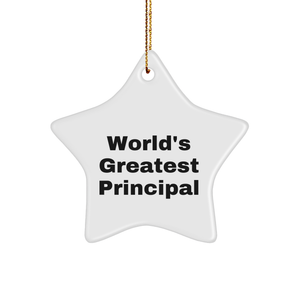 World's Greatest Principal Star Ornament, Funny Gifts for Principal, Christmas Unique Gifts from Friends or Family - Image 1
