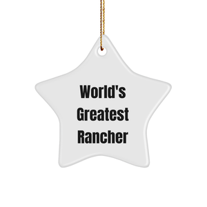 Funny World's Greatest Rancher Star Ornament Gifts from Friends for Rancher Christmas Unique Gifts - Image 1