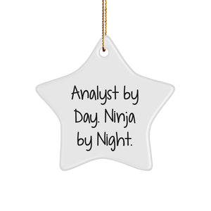 Funny Analyst Gifts for Men by Day, Ninja by Night Star Ornament, Christmas Unique Gifts from Friends - Image 1