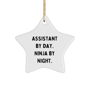 Assistant Gifts by Day, Ninja by Night, Funny Star Ornament for Friends, Coworkers, and Family, Gifts from Men, Women, and Kids, Perfect for Christmas - Image 1