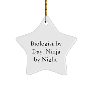 Biologist Gifts from Friends, Funny Star Ornament for Biologist by Day, Ninja by Night, Christmas Unique Gifts - Image 1