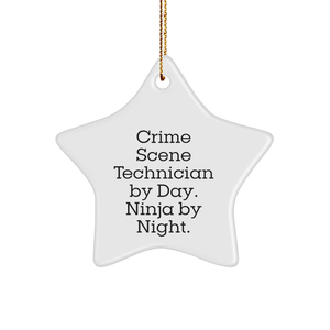Crime Scene Technician Gifts from Men - Star Ornament for Christmas, Funny Quote 'Crime Scene Technician By Day. Ninja By Night.' for Friends, Coworkers, Family - Image 1