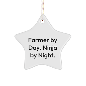Farmer Gifts from Men - Christmas Unique Star Ornament by Farmer By Day. Ninja By Night. - Gifts for Farmer - Image 1