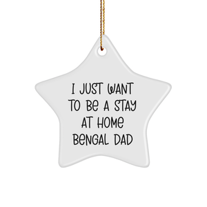Funny Bengal Cat Gifts for Men, 'I Just Want To Be A Stay At Home Bengal Dad' Star Ornament, Christmas Unique Gifts from Family - Image 1