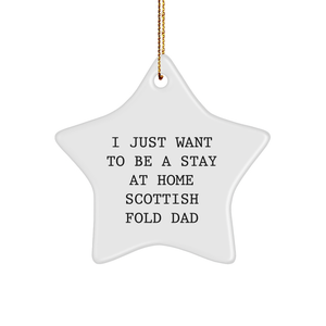'I Just Want To Be A Stay At Home Scottish Fold Dad' Gifts from Men, Unique Scottish Fold Cat Star Ornament for Christmas - Image 1