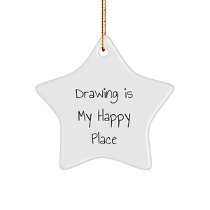 Drawing Is My Happy Place Star Ornament Gifts for Artists Christmas Unique Gifts from Mom to Daughter - Image 1