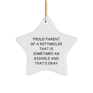 Proud Parent of a Rottweiler Star Ornament, Gifts from Friends for Rottweiler Dog Lovers, Christmas Unique Gifts, Funny Rottweiler Dog Gifts - Image 1