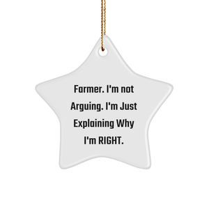 Farmer Funny Star Ornament Gifts for Farmer Friends at Christmas, Inspirational Decor for Home or Office, Unique Presents from Friends to Farmers - Image 1