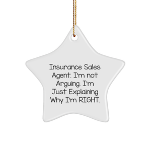 Insurance Sales Agent Gifts from Family, Christmas Unique Ornaments for Insurance Sales Agent, Star Ornament with Funny Quote - Image 1