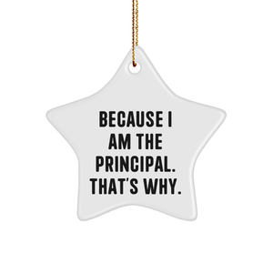 Principal's Star Ornament, Because I Am The Principal. That's Why., Ideal Gift for Christmas - Image 1