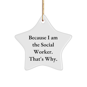 Social Worker Star Ornament, Funny Quote, Gifts from Friends, Gifts for Social Worker, Christmas Unique Gifts - Image 1