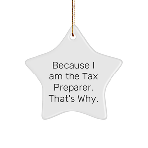 Funny Tax Preparer Gifts - Because I Am The Tax Preparer. That's Why. - Star Ornament for Christmas - Image 1
