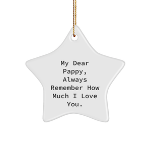 Pappy Star Ornament, Funny Family Unique Gift, My Dear Pappy Quote, Durable MDF White Star Shaped Ornament, Christmas Decoration - Image 1