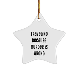 Traveling Star Ornament, Funny Gift Ideas for Traveling Enthusiasts, White Star Shaped Decor for Christmas Unique Gifts from Friends to Family - Image 1