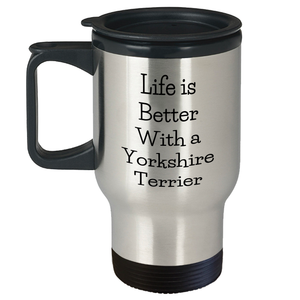 Stainless Steel Yorkshire Terrier Travel Mug: The Ideal Gift from Dog Moms for Dog Dads on Father's Day - Image 1
