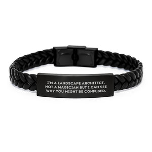 Funny Landscape Architect Valentine's Gifts Interlaced Leather Bracelet Gifts from Men to Friends - I'm A Landscape Architect Not A Magician - Image 1