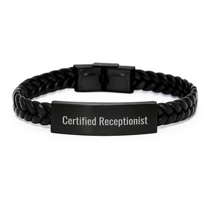 Gifts from Coworkers for Receptionists, Funny Quote Interlaced Leather Bracelet, Valentine's Unique Gifts - Image 1