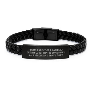 Gifts for Cardigan Welsh Corgi Dog Lovers - Interlaced Leather Bracelet with Funny Quote, Graduation Unique Gifts from Family - Image 1
