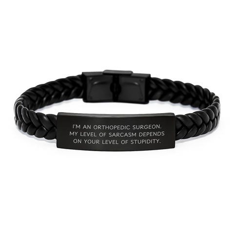 Image of Orthopedic Surgeon Gifts - Funny Quote Interlaced Leather Bracelet - Birthday Unique Gifts from Friends to Orthopedic Surgeon - Image 1