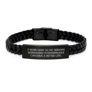 German Wirehaired Pointer Dog Lover Gifts, Funny Inspirational Quote Interlaced Leather Bracelet for Men, Women, Friends - Gifts from Family, Birthday Unique Gifts for Him Her - Image 1