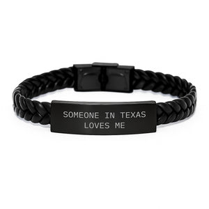 Someone in Texas Loves Me - Interlaced Leather Birthday Unique Gift for Men, Women, Friends, Coworkers, Family - Image 1