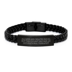 Funny Occupational Therapist Gifts for Men by Friends, Unique Interlaced Leather Bracelet Christmas Unique Gifts from Family - Image 1