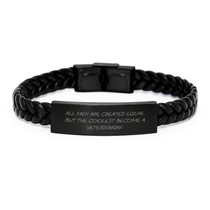 Funny Veterinarian Gifts for Men, Interlaced Leather Bracelet Quote, Birthday Unique Gifts from Friends to Family - Image 1