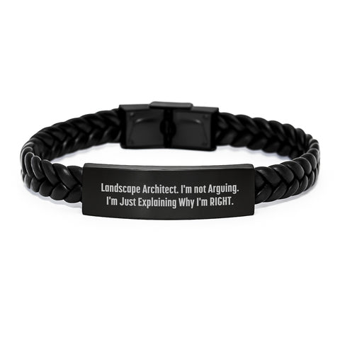 Image of Landscape Architect Humor Interlaced Leather Bracelet, Funny Gift from Friends, Inspirational Quote for Graduation, Gifts for Men - Image 1
