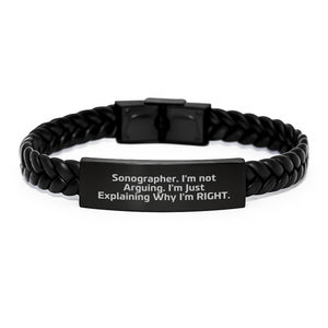 Unique Sonographer Birthday Unique Gifts from Friends - Fun Interlaced Leather Bracelet with Funny Quote, 'I'm Not Arguing. I'm Just Explaining Why I'm Right.' for Men, Women, Coworkers or Family - Image 1