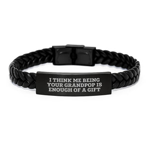 Grandpop Gifts from Loved Ones - Funny Quote Interlaced Leather Bracelet for Men, Women, Family Christmas Unique Presents - Image 1