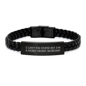 Funny Quote Secretary Interlaced Leather Bracelet Gifts from Family for Secretary - Image 1