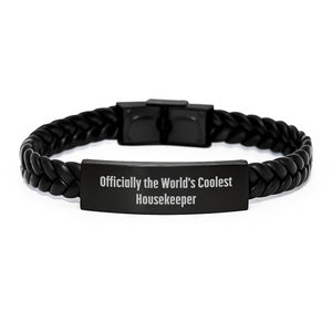 Housekeeper Gifts, Funny Interlaced Leather Bracelet for Housekeeper, Unique Mother's Day Unique Gift for Her from Husband - Image 1