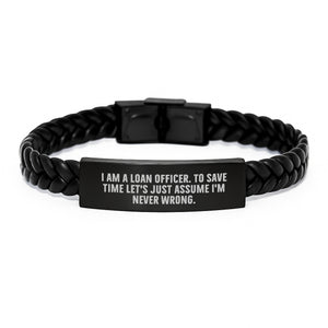 Funny Loan Officer Gifts from Friends - Interlaced Leather Bracelet for Loan Officer Valentine's Unique Gifts - Image 1
