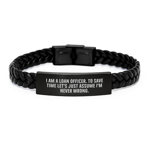 Image of Funny Loan Officer Gifts from Friends - Interlaced Leather Bracelet for Loan Officer Valentine's Unique Gifts - Image 1