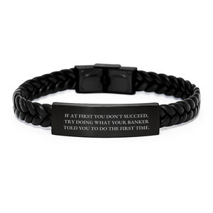 Funny Banker Quotes Interlaced Leather Bracelet, Gifts from Men to Banker Women, Inspirational Sayings for Mother's Day Unique Gifts - Image 1