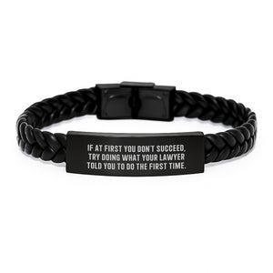 Funny Lawyer Gift for Birthday - Interlaced Leather Bracelet with Stainless Steel and PU Leather, Gifts from Friends to Lawyer, Unique Men's Lawyer Gift Ideas - Image 1