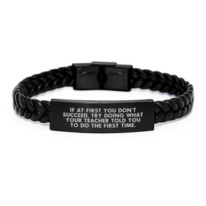Teacher Humor Interlaced Leather Bracelet Gifts for Men Women - Funny Inspirational Quote - Gifts from Family Friends Coworkers - Mother's Day Unique Jewelry - Image 1