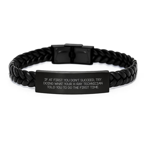 Image of Funny X-Ray Technician Gifts, Unique Leather Interlaced Bracelet for Men, Father's Day Unique Gifts from Family, Friends, Coworkers - Image 1