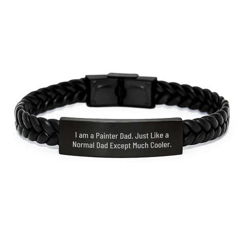Image of Gifts from the Painter Dad - Unique Interlaced Leather Bracelet for Dad or Husband on Mother's Day - Funny Quote 'Just Like A Normal Dad Except Much Cooler.' - Image 1