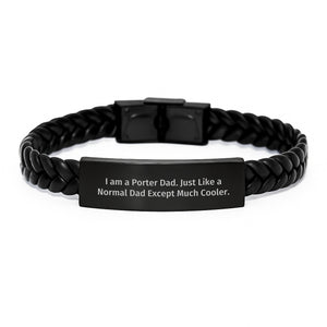 Funny Porter Gifts for Dad Birthday Unique Interlaced Leather Bracelet, Gifts from Men to Porter - Image 1