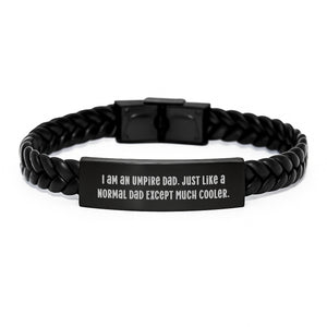 Funny Umpire Dad Gift, Unique Birthday Unique Gifts for Umpire Men, Umpire Interlaced Leather Bracelet - Image 1